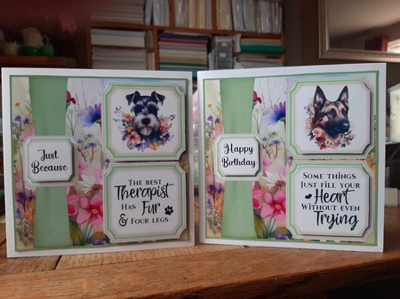 2 Panel floral pup card front 8 by Ann Davies