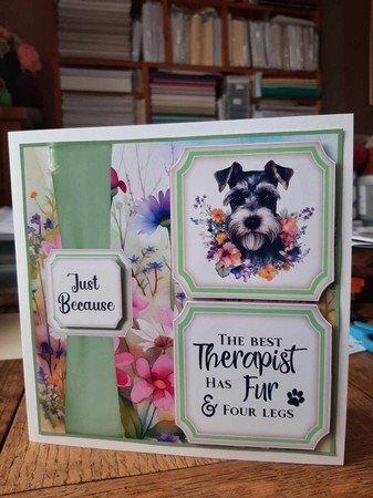 2 Panel floral pup card front 8 by Ann Davies