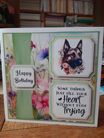 2 Panel floral pup card front 8 by Ann Davies