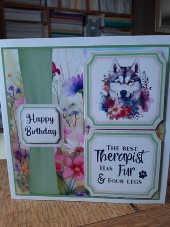 2 Panel floral pup card front 9 by Ann Davies