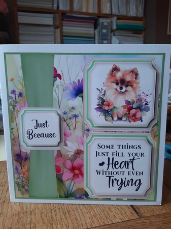 2 Panel floral pup card front 9 by Ann Davies