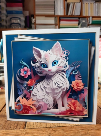 3D Faux Paper Art - Cat by Ann Davies