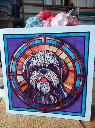 Stained Glass Dog Portrait - Shih Tzu by Ann Davies