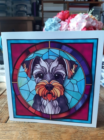 Stained Glass Dog Portrait - Schnauzer by Ann Davies
