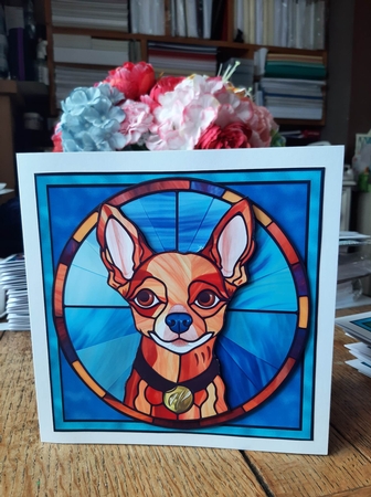 Stained Glass Dog Portrait - Chihuahua by Ann Davies