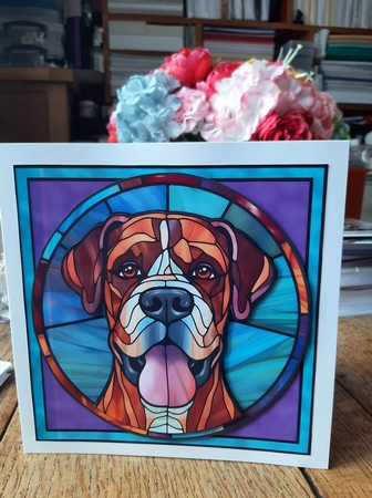 Stained Glass Dog Portrait - Boxer by Ann Davies
