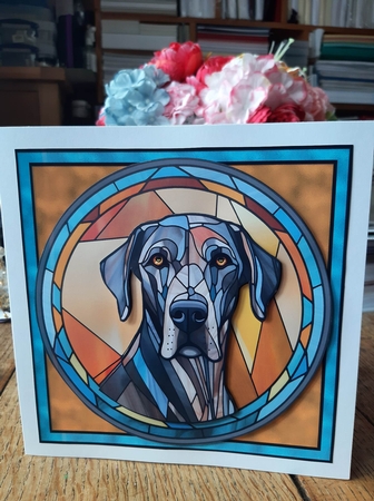 Stained Glass Dog Portrait - Great Dane by Ann Davies