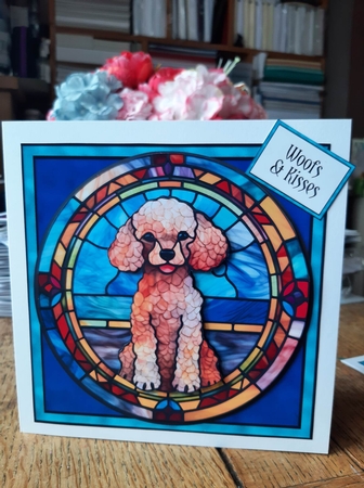 Stained Glass Dog Portrait - poodle by Ann Davies