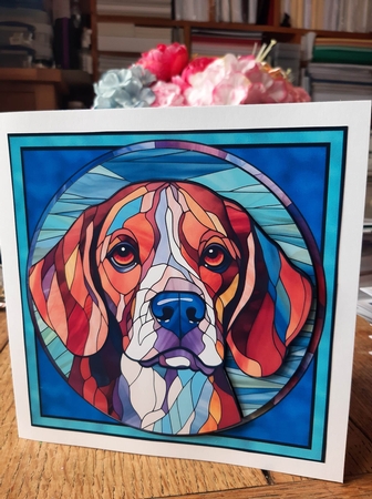 Stained Glass Dog Portrait - Beagle by Ann Davies