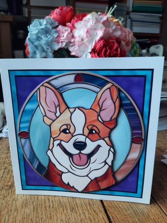 Stained Glass Dog Portrait - Corgi by Ann Davies