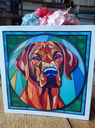 Stained Glass Dog Portrait - Rhodesian Ridgeback by Ann Davies