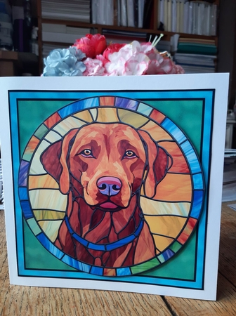 Stained Glass Dog Portrait - Chesapeake Bay Retriever by Ann Davies