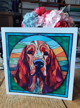 Stained Glass Dog Portrait - Bloodhound by Ann Davies
