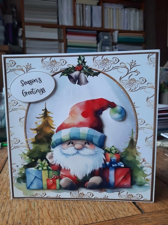 Christmas Gnome & Presents 3 8x8 by Ann Davies