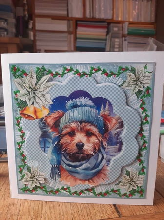 3 Christmas pup card front/toppers 3 by Ann Davies