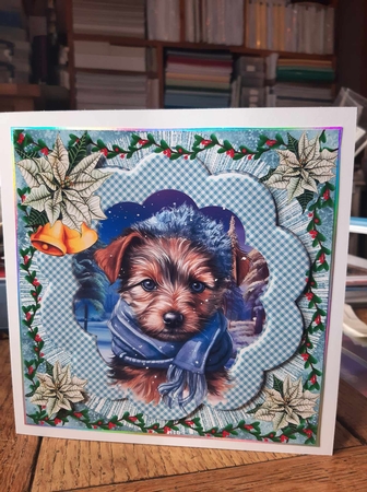 3 Christmas pup card front/toppers 4 by Ann Davies