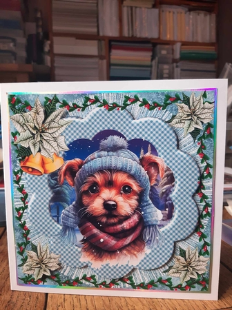 3 Christmas pup card front/toppers 5 by Ann Davies