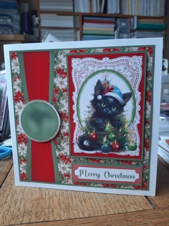 Christmas kitty card front 2 by Ann Davies