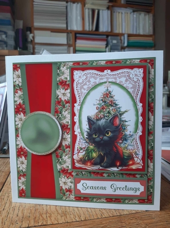 Christmas kitty card front 3 by Ann Davies