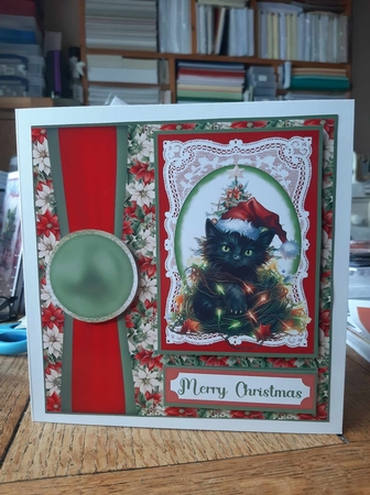 Christmas kitty card front 4 by Ann Davies