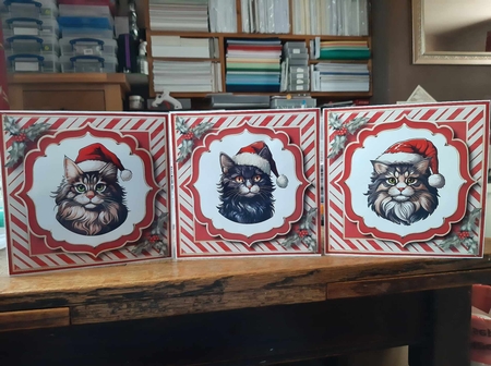 Christmas Cats In Santa Hats 2 Multi Topper Kit by Ann Davies