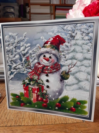 Lovely Snowman in Snowscene 8x8 (One) by Ann Davies