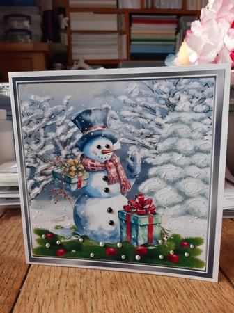 Lovely Snowman in Snowscene 8x8 (Two) by Ann Davies
