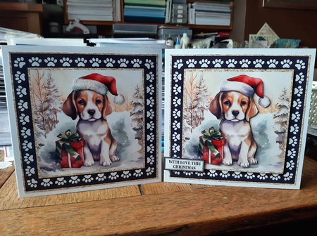 3 Framed Christmas pup card front/toppers 1 by Ann Davies