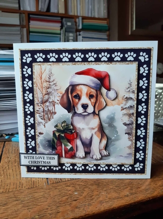 3 Framed Christmas pup card front/toppers 1 by Ann Davies