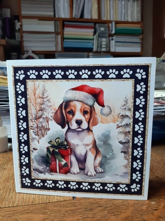 3 Framed Christmas pup card front/toppers 1 by Ann Davies