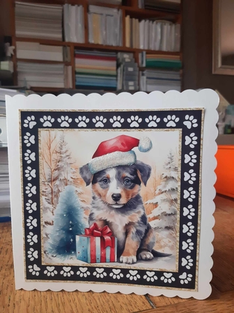 3 Framed Christmas pup card front/toppers 2 by Ann Davies