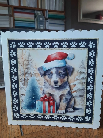 3 Framed Christmas pup card front/toppers 2 by Ann Davies