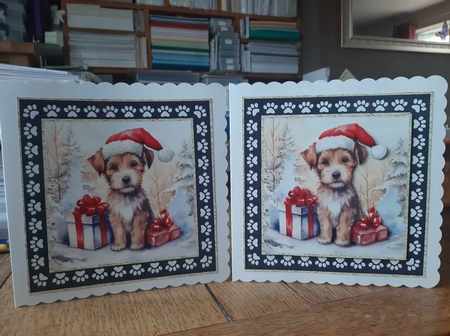 3 Framed Christmas pup card front/toppers 3 by Ann Davies
