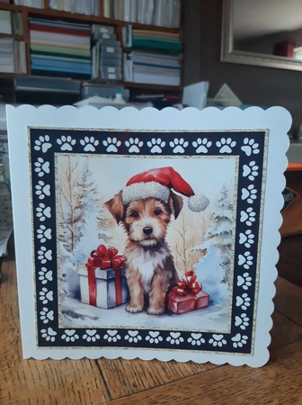 3 Framed Christmas pup card front/toppers 3 by Ann Davies