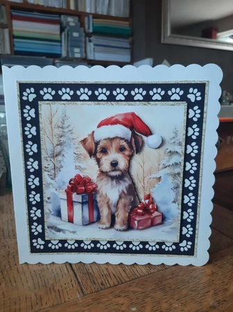 3 Framed Christmas pup card front/toppers 3 by Ann Davies