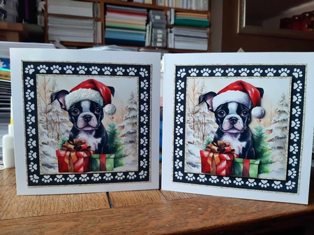 3 Framed Christmas pup card front/toppers 4 by Ann Davies