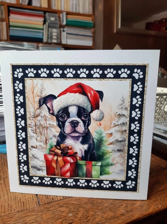 3 Framed Christmas pup card front/toppers 4 by Ann Davies