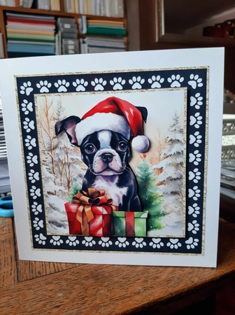 3 Framed Christmas pup card front/toppers 4 by Ann Davies