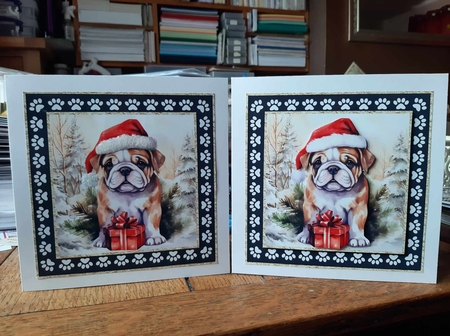 3 Framed Christmas pup card front/toppers 5 by Ann Davies