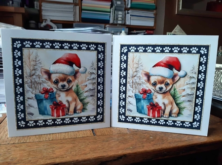 3 Framed Christmas pup card front/toppers 6 by Ann Davies