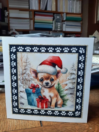 3 Framed Christmas pup card front/toppers 6 by Ann Davies