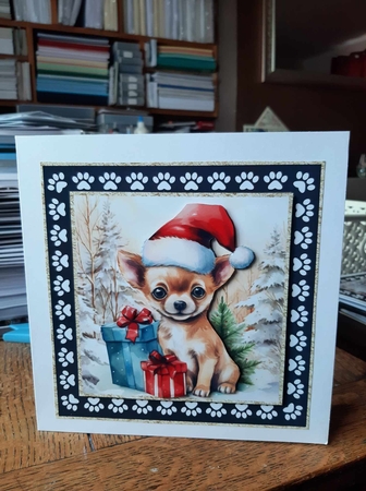 3 Framed Christmas pup card front/toppers 6 by Ann Davies