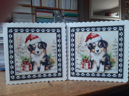 3 Framed Christmas pup card front/toppers 7 by Ann Davies