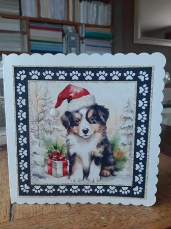 3 Framed Christmas pup card front/toppers 7 by Ann Davies