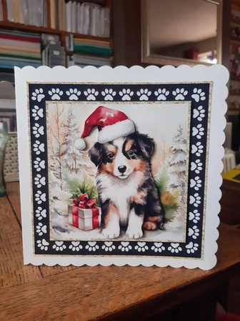 3 Framed Christmas pup card front/toppers 7 by Ann Davies