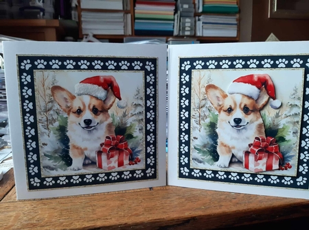 3 Framed Christmas pup card front/toppers 8 by Ann Davies