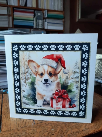 3 Framed Christmas pup card front/toppers 8 by Ann Davies