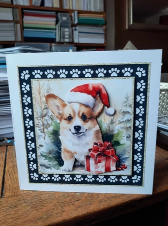 3 Framed Christmas pup card front/toppers 8 by Ann Davies