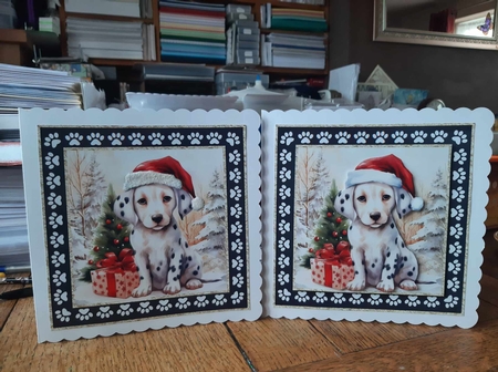 3 Framed Christmas pup card front/toppers 10 by Ann Davies