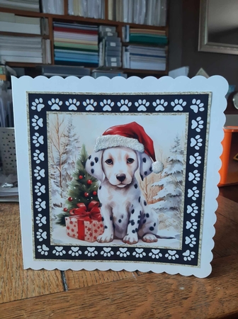 3 Framed Christmas pup card front/toppers 10 by Ann Davies